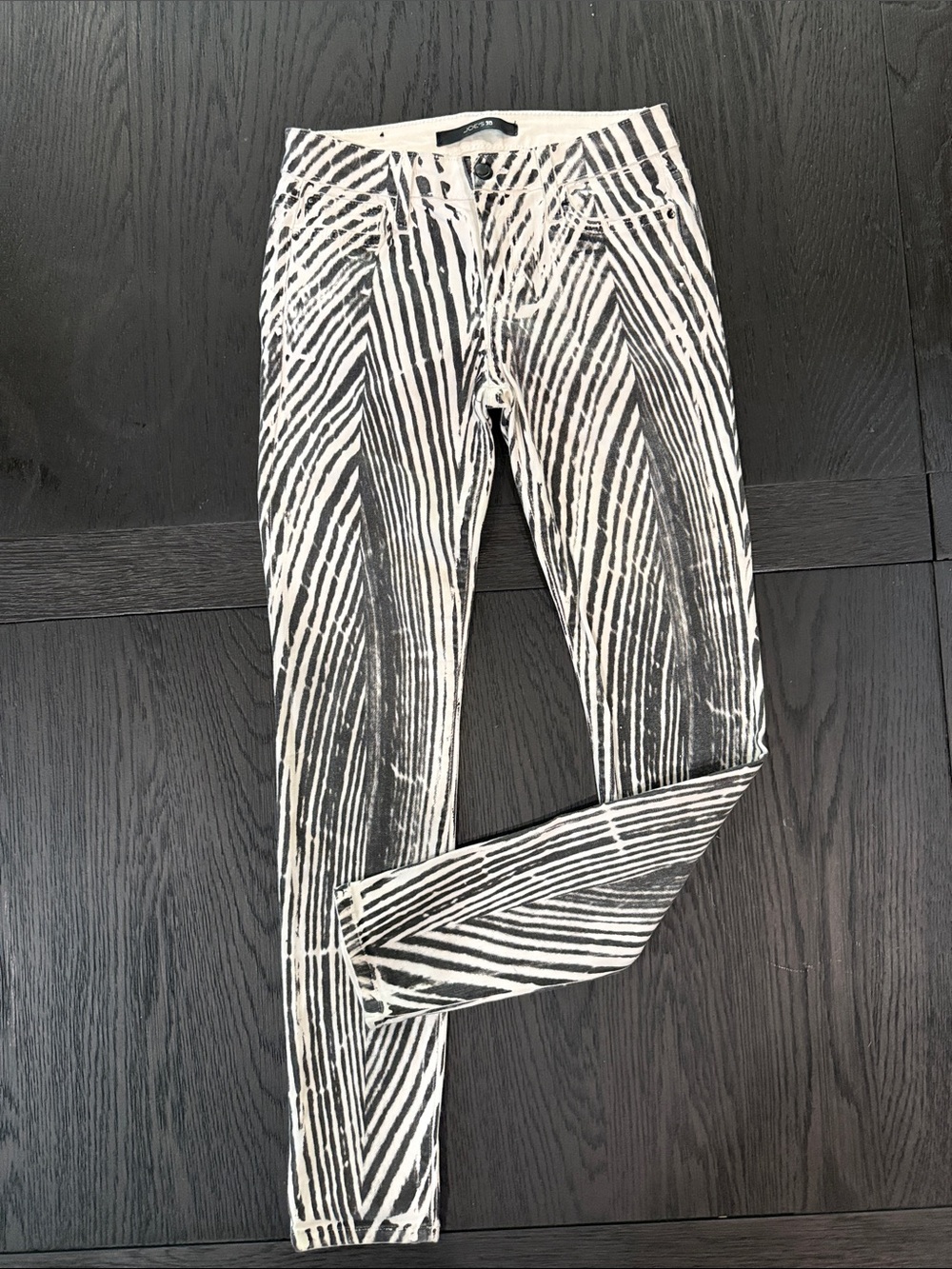 Joe's Jeans Black and White Skinny Jeans with Bold Striped Print
